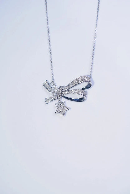 18K White Gold 0.45carat Real Natural Diamond Pendant Necklace